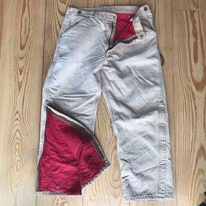 Vintage Carhartt Red Lined Quilted Duck Canvas Pants with Suspender Buttons
